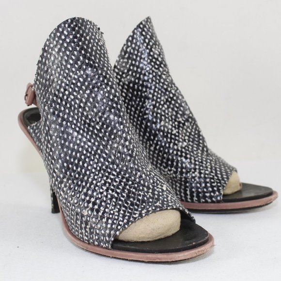 BALENCIAGA Snakeskin Open Toe Slinback Heels Sz US 7.5/ EU 37.5 - Picture 2 of 8